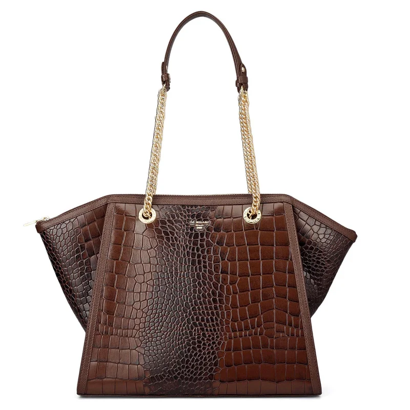 دا ميلانو حقيبة يد جلد تمساح متوسطة - جوزي